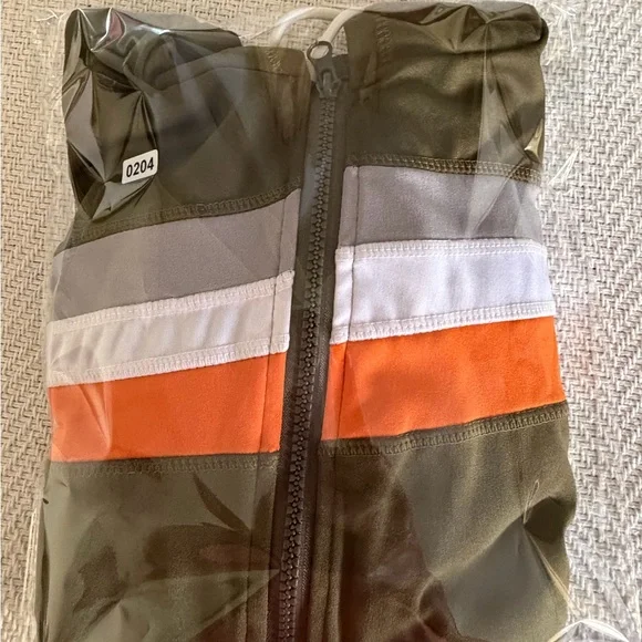 AQ Sports Women's Poly Stripe Zip Front Hoodie with Orange and Withe Stripes - Picture 11 of 11